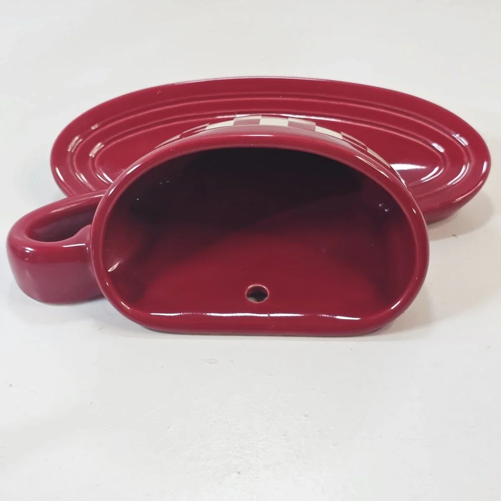Vtg THT Red Ceramic Coffee Cup Wall Hanging Pocket Planter Vase Retro Decor 2003
